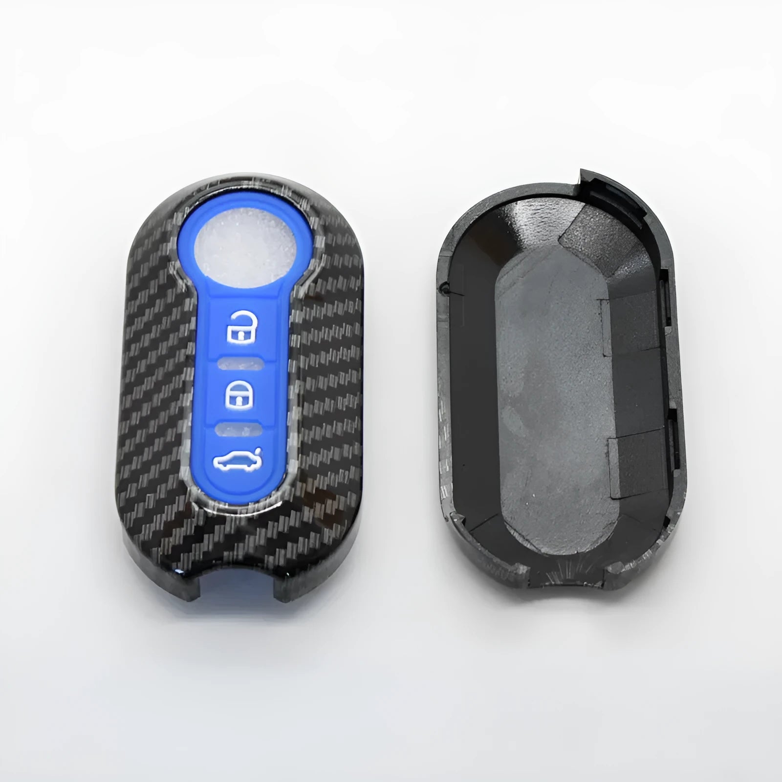 Fiat 500 Boyue carbon fibre pattern key case in black, red and dark blue colours