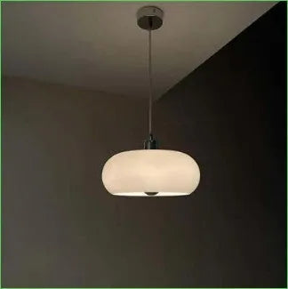 Three-headed egg tart pendant light with glass shades in a retro Bauhaus style.