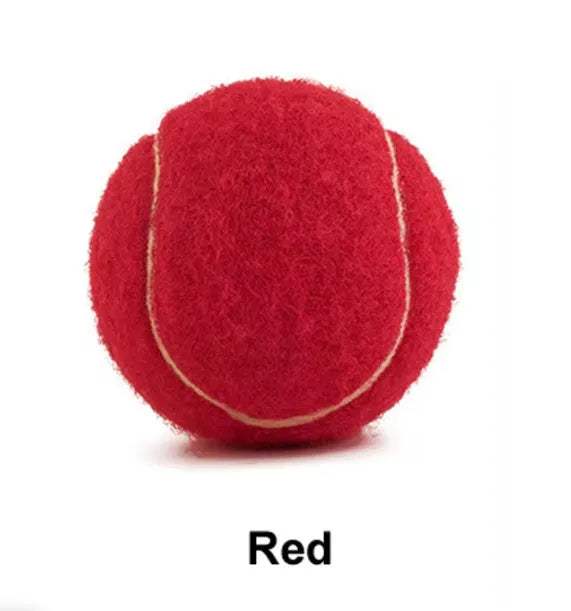 Bite-resistant rubber dog tennis ball in multiple colours including pink, blue and green