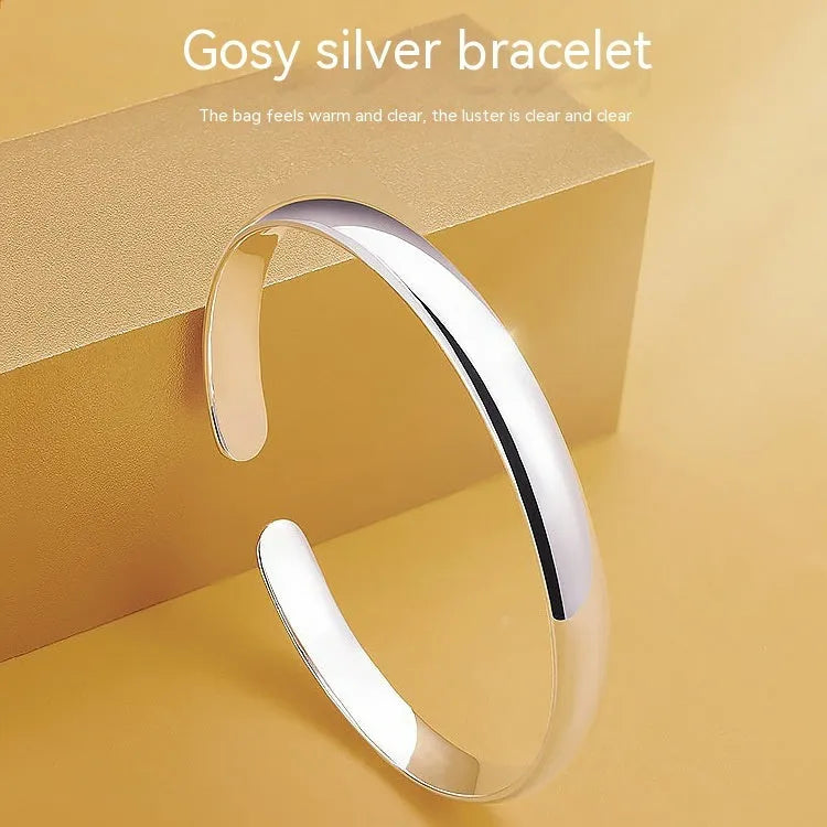 Glossy Heart Sutra copper bracelet with lucky cat, Fu character, longevity lock, and auspicious pattern, silver or alluvial gold plated.