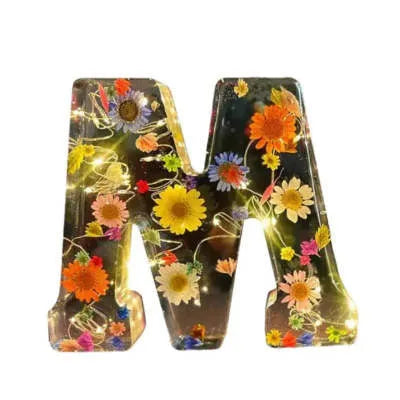Transparent resin night light ornament with custom letter design 15cm square modern simplicity