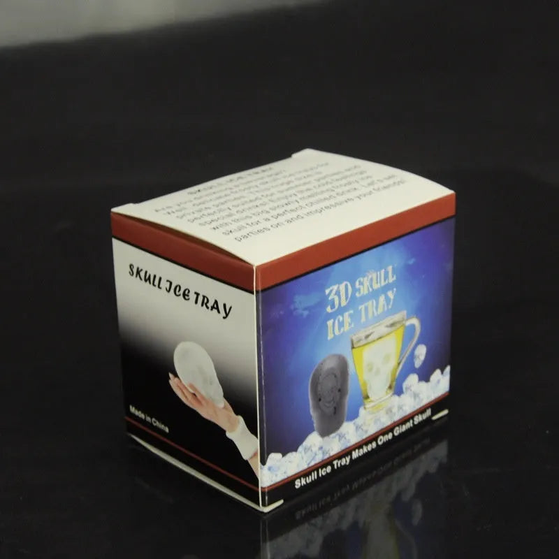 Silicone ice cube tray showing detailed 3D skull mould cavities
