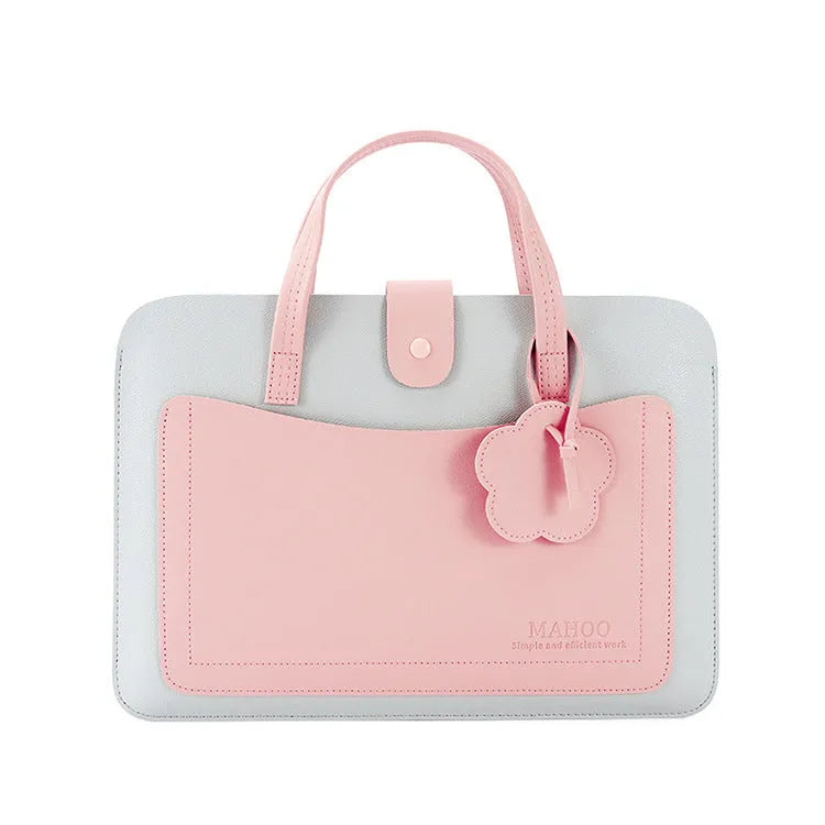 Thin flower pattern PVC waterproof computer bag with drawstring closure for 13 inch laptop