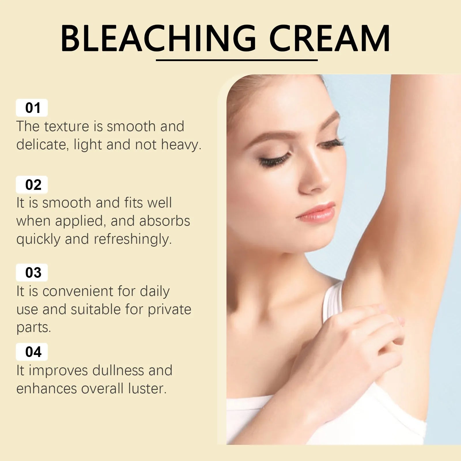50g tube of skin lightening cream with vitamin C and titanium dioxide for pigmentation treatment