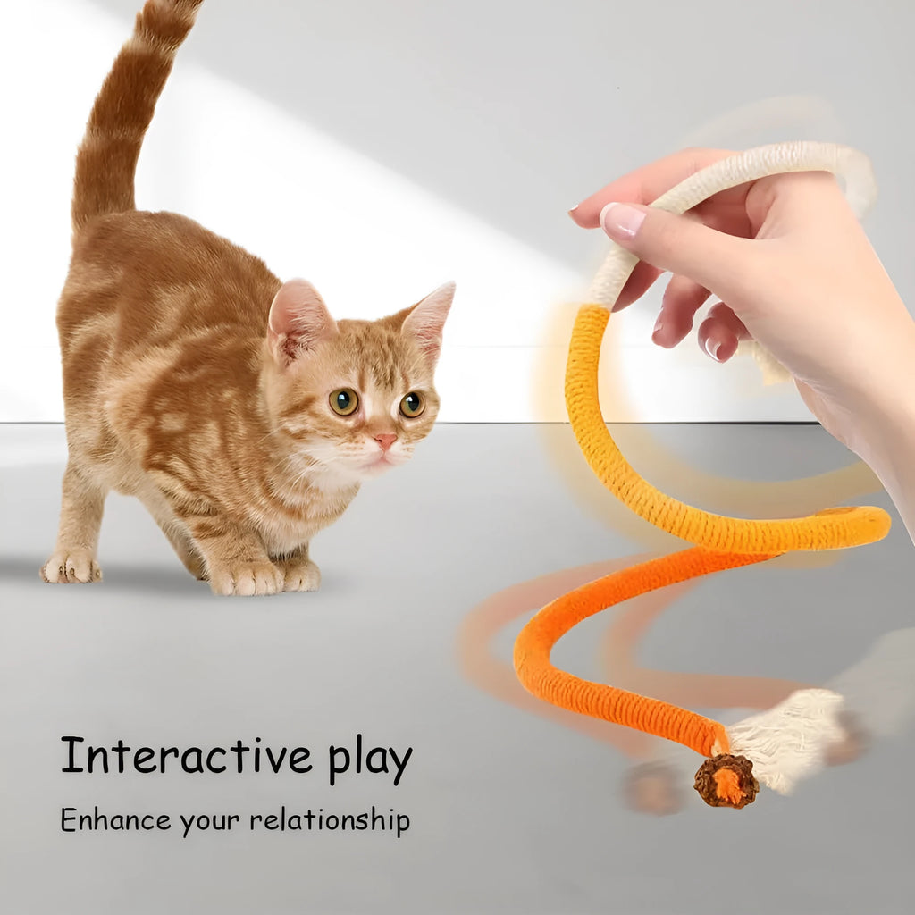 Bite-resistant cat teaser toy with 70cm cotton string in three colour combinations