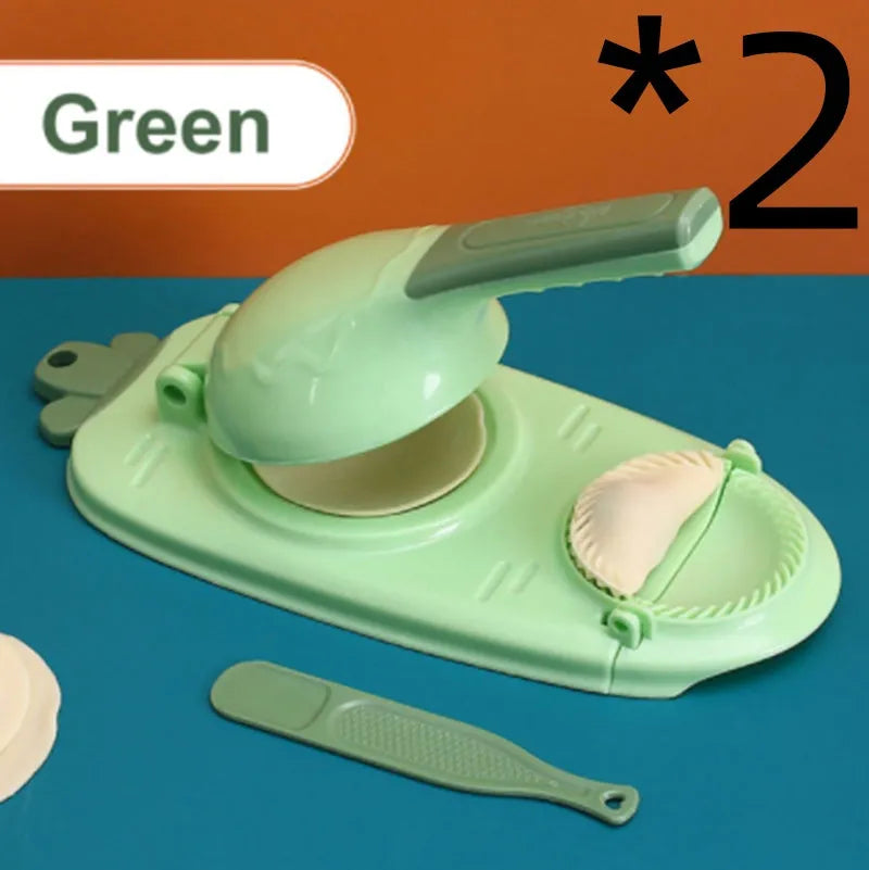 Orange and white manual dumpling skin press tool with ergonomic handle and hanging hole