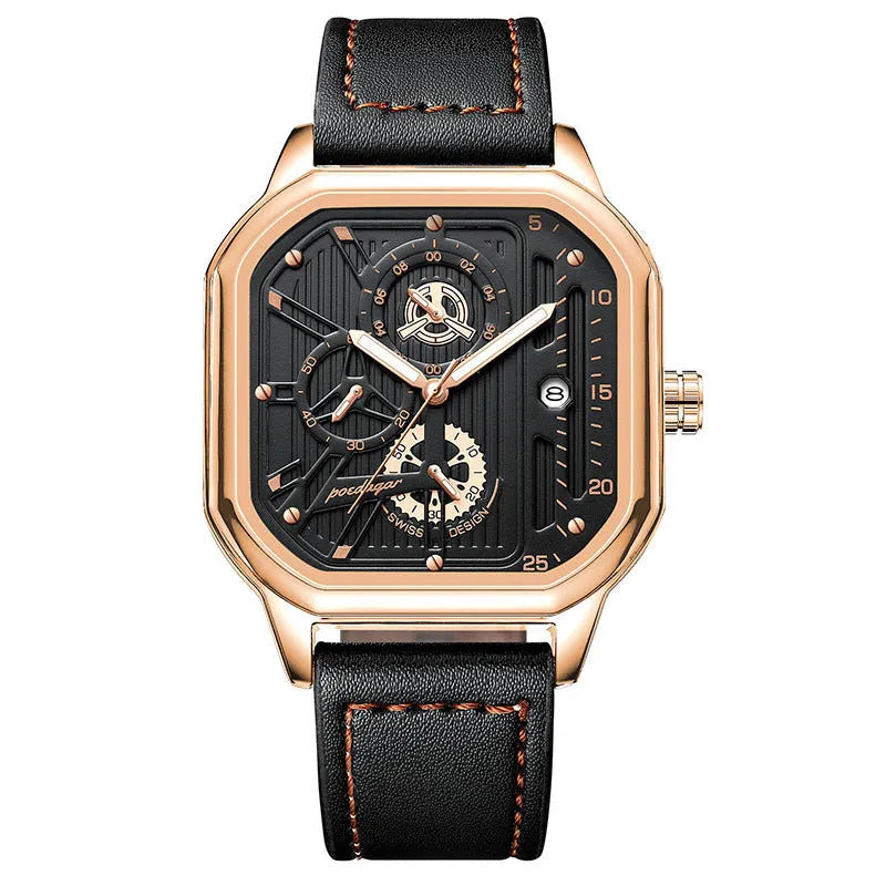 Men's belt-style quartz watch with 8mm thickness in multiple colour combinations