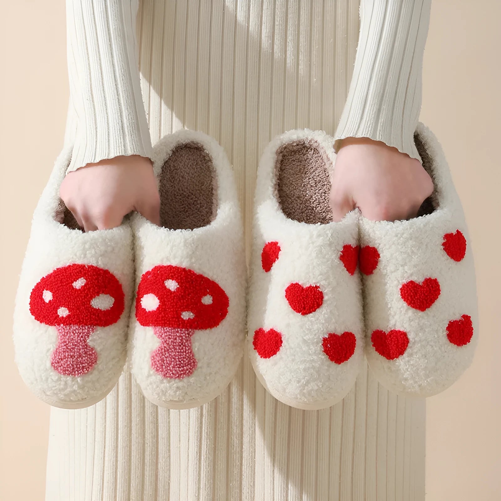 Women's plush round toe slippers with a PVC sole in Big Love colour.