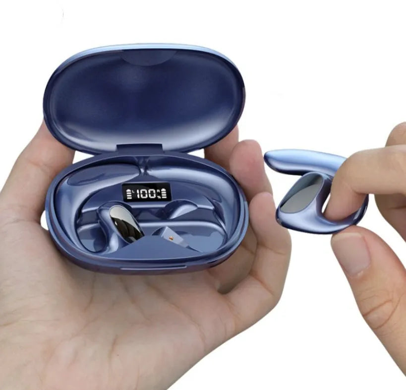 Bone conduction ear mounted Bluetooth headset in black with IPX6 waterproof rating