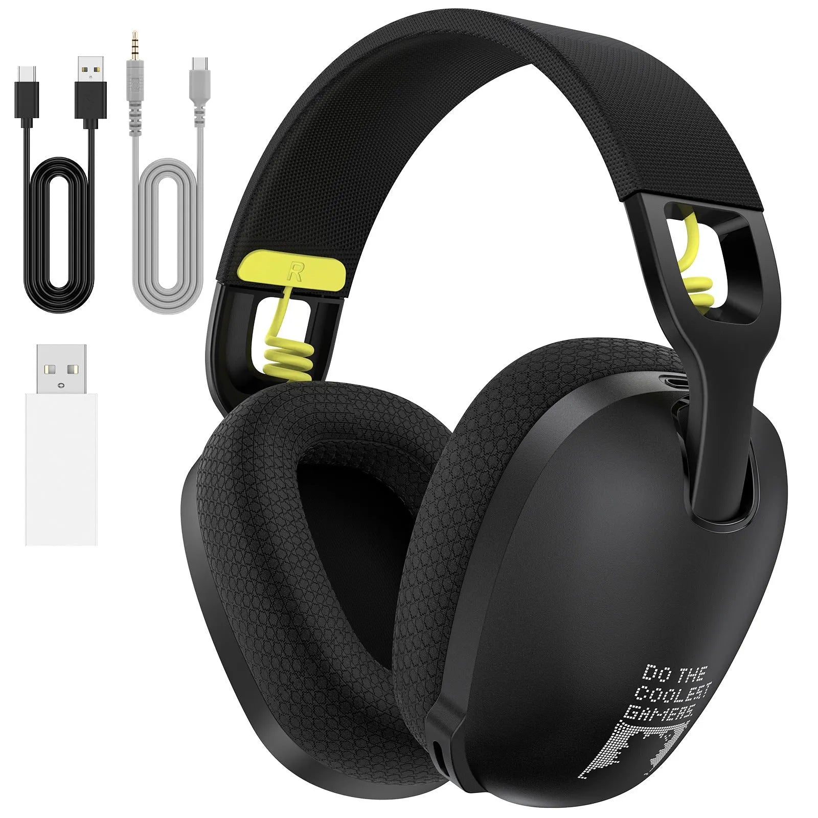 Black and white wireless gaming headset with Bluetooth connectivity and noise reduction technology