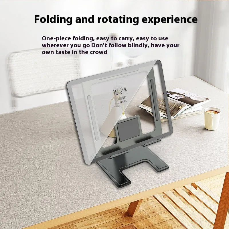 Flat desktop multi-angle foldable rotating metal bracket for notebook laptop stand in black