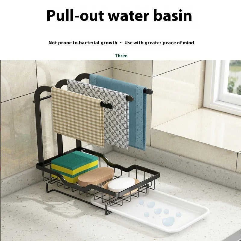 Foldable plastic kitchen rack for rag drainage in new Chinese style design