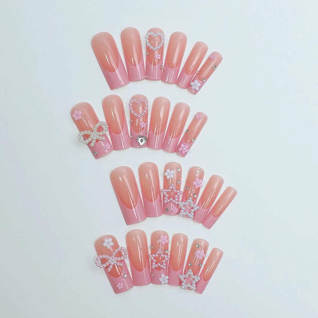 French spot drill bow nail set with super long water pipe design in colour XB-70-48