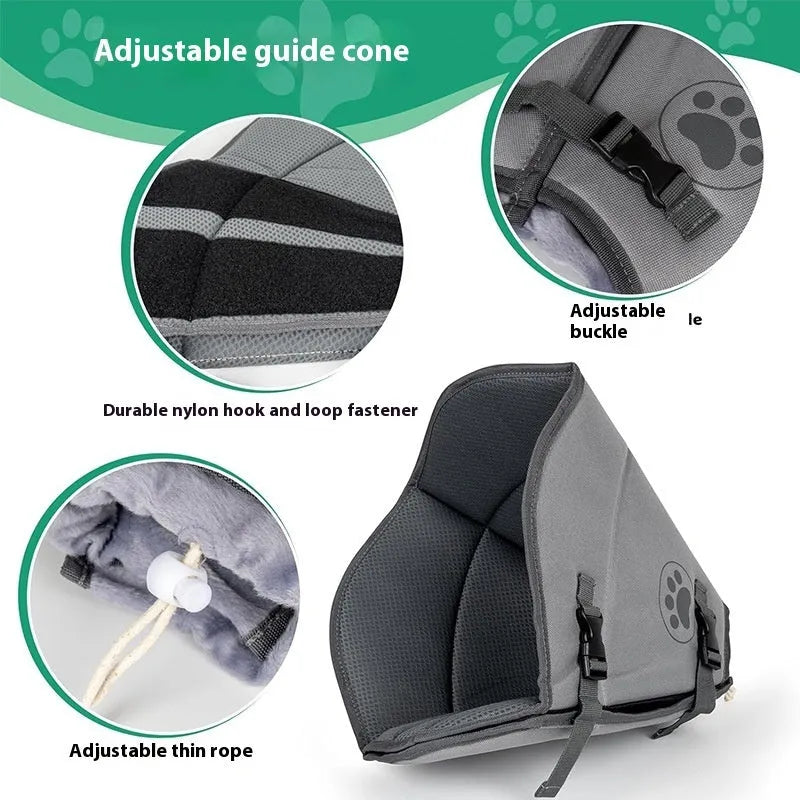 Soft adjustable polyester recovery collar for dogs and cats, shown in single-layer and double-layer styles.