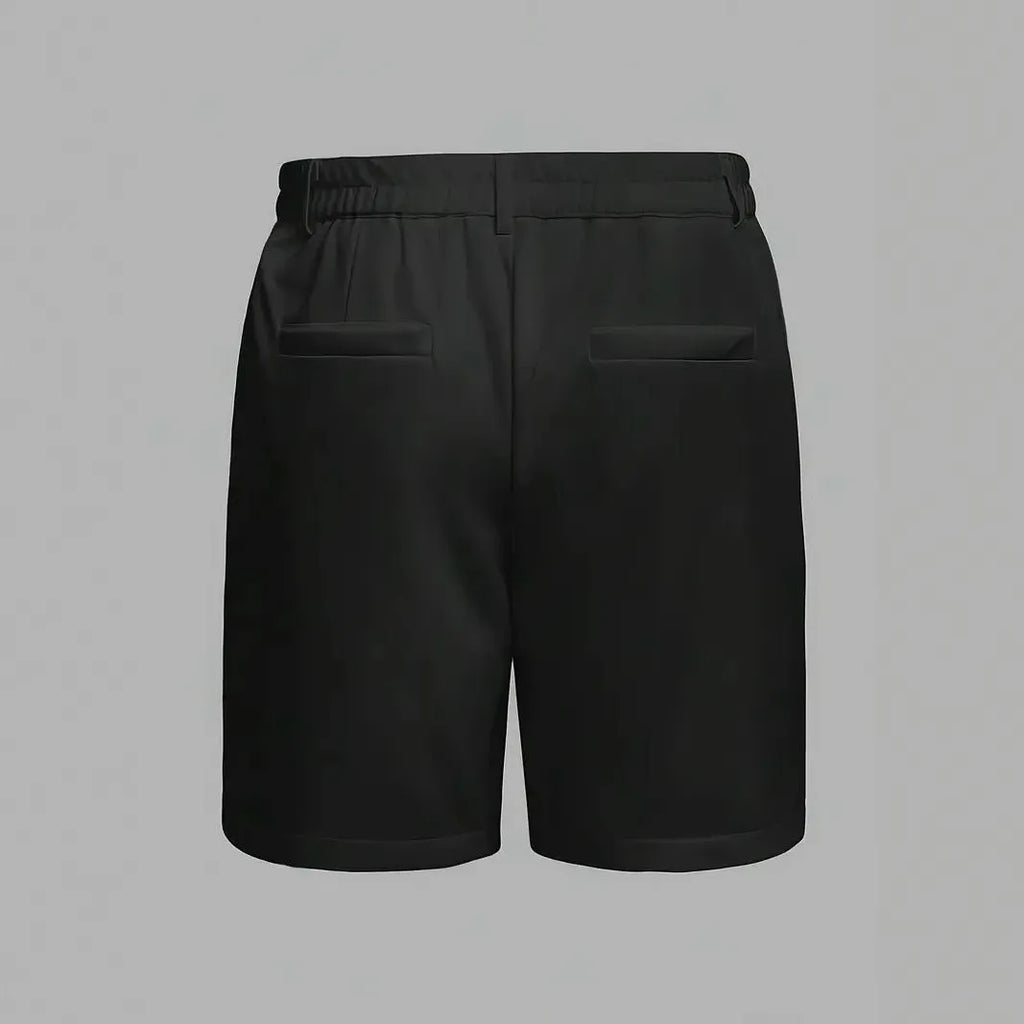 Men's solid colour casual shorts in cotton blend fabric with straight leg Korean style design.