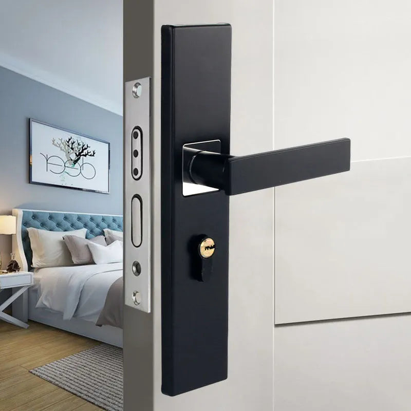 Indoor split magnetic door lock handle for timber doors in aluminum alloy construction