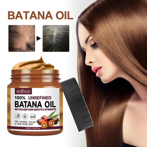 120ml Batana oil hair conditioner and treatment mask in a 7cm x 5.5cm container for damaged hair.