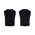 Men's solid grey lyocell vest with round neck collar on a hanger.