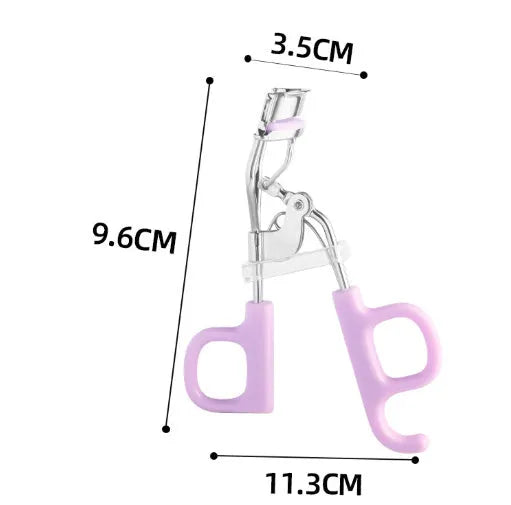 Lightweight eyelash curler with scissor handle in pink or purple colour options