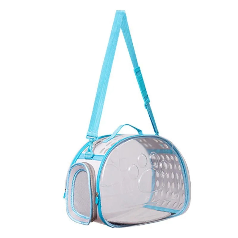 Transparent EVA cat backpack carrier in grass green colour showing space capsule design