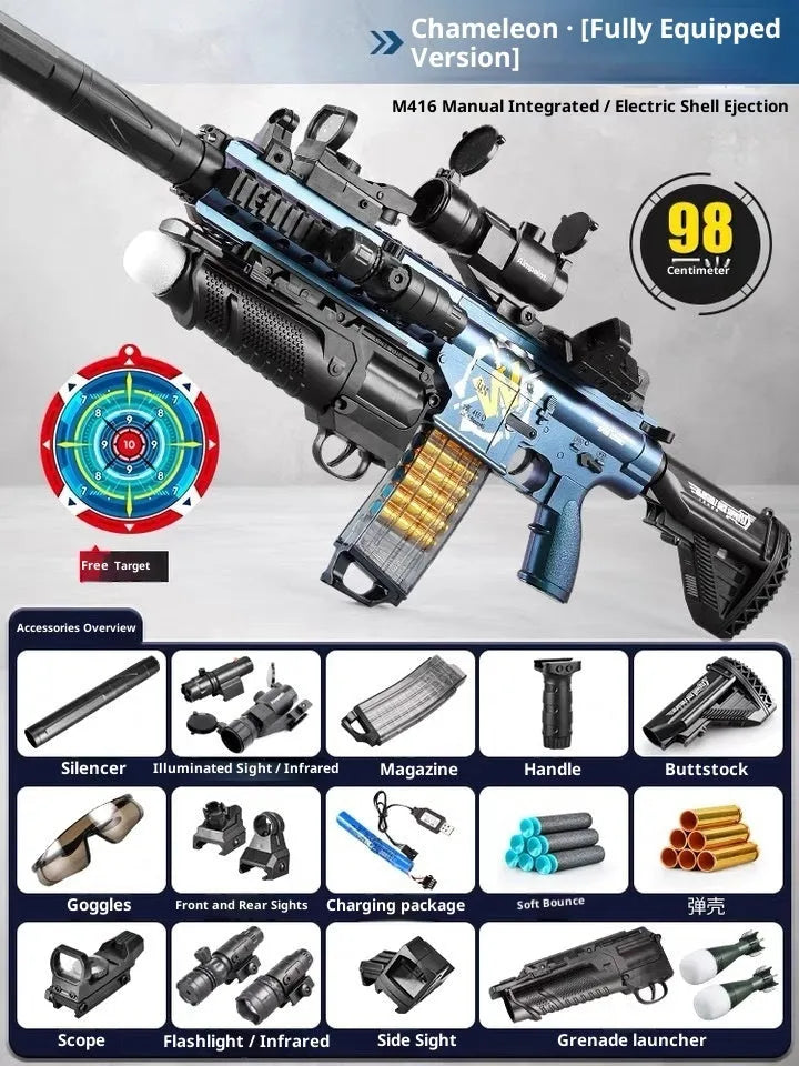 M416 throw shell soft bullet gun AMT toy made of plastic with soft elastic bullets for teenagers