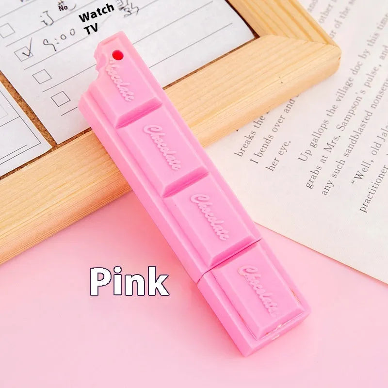 Chocolate ballpoint pen with 0.5mm tip in pink, beige, and brown colour options