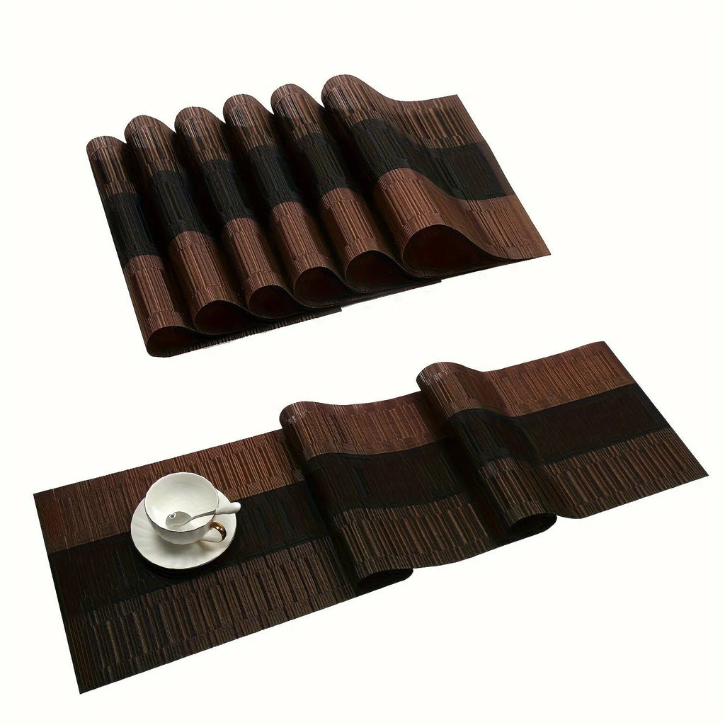 Modern PVC non-slip kitchen placemat for dish drying in gradient bamboo grey colour.