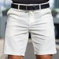 Men's solid colour elastic shorts trousers in straight cut fifth pants length