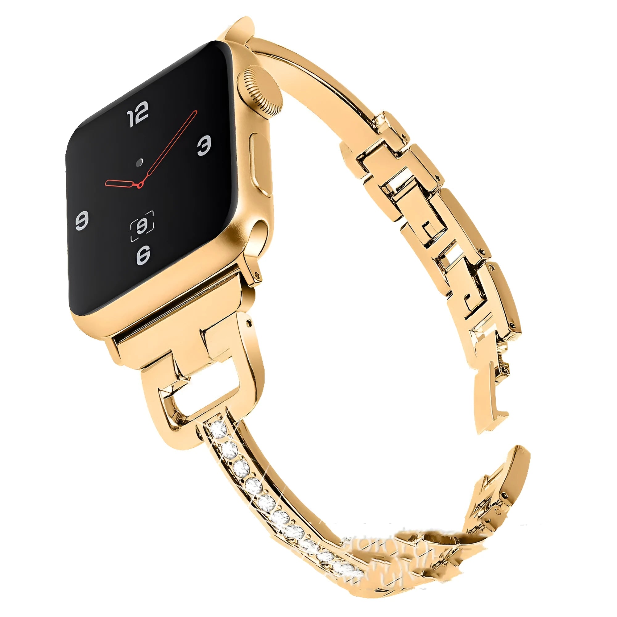 D-shaped metal diamond watch strap for Apple Watch in six colour options