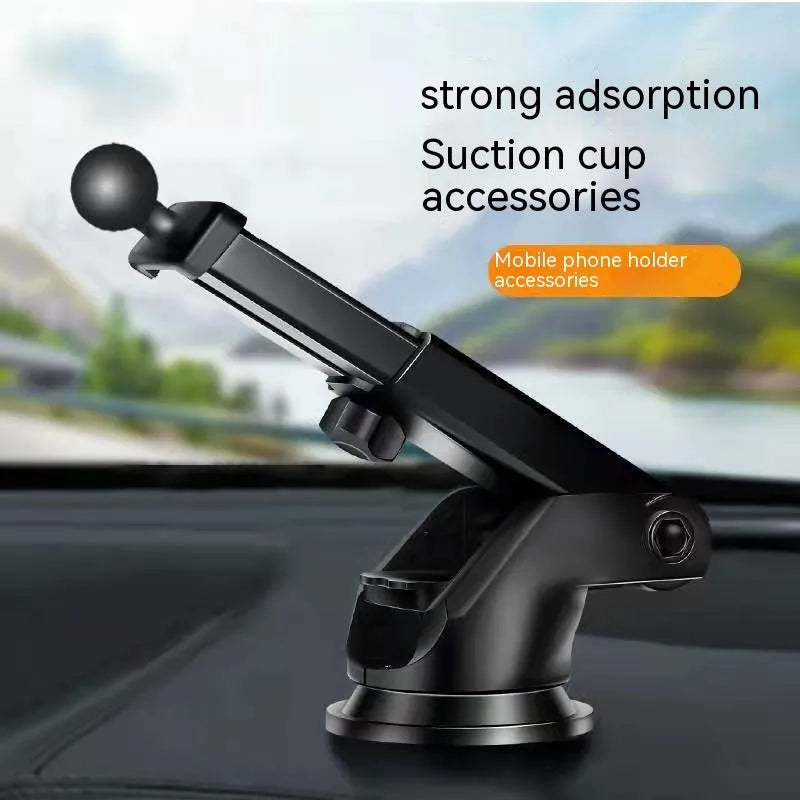 Silver car phone holder with wireless charging pad and electric clamp on suckered base