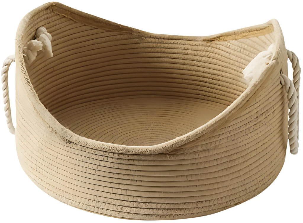 Woven rattan cat bed basket with corrugated scratching board in two size options