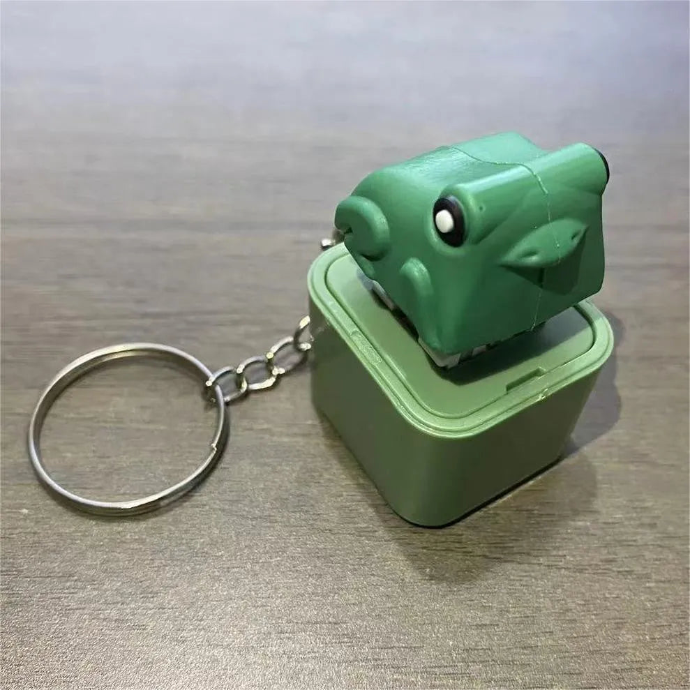 Funny croaking frog keychain, rechargeable ABS pendant keyring in American style, small ornament key chain