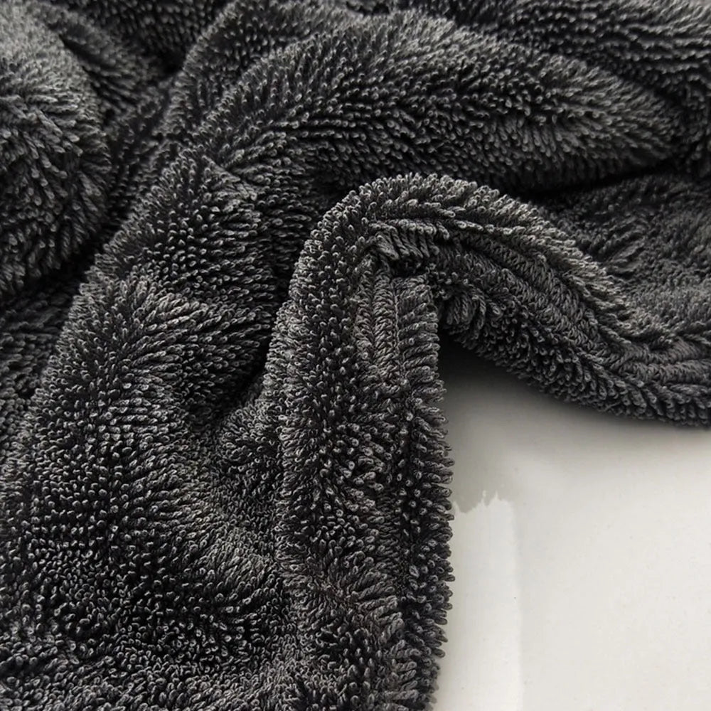 Grey microfiber car wash towel measuring 40x40cm for automotive cleaning and drying