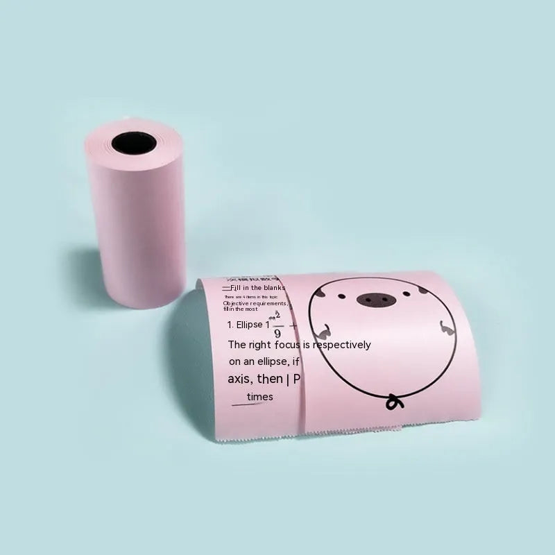 57mm x 30 metre thermal printing paper rolls in pink and yellow for student printers
