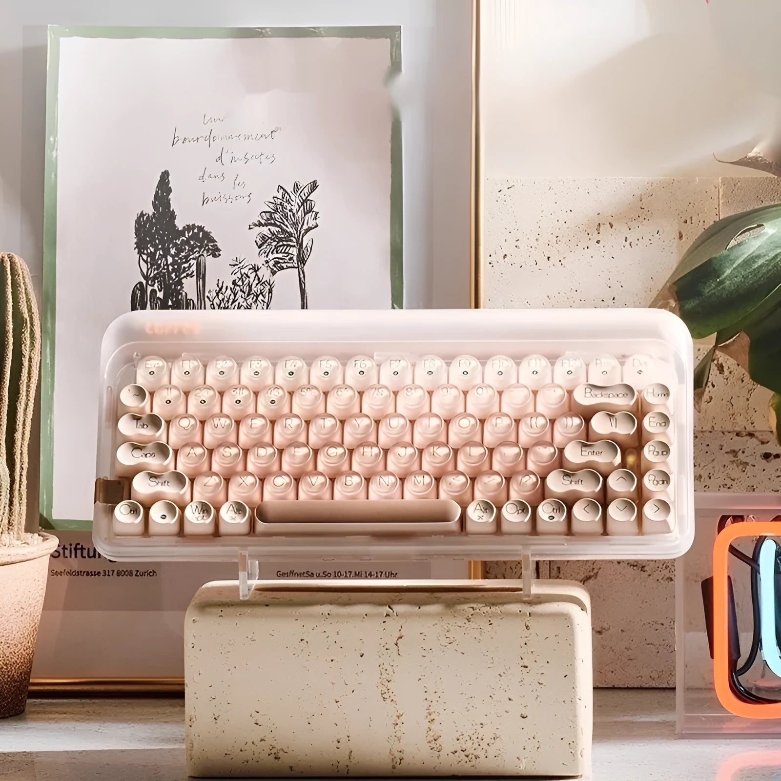 Wireless mechanical keyboard bundle with mouse, pickup light, and calculator in liquid foundation colour