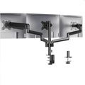 Black triple monitor gas spring arm for 13-27 inch screens with aluminium alloy construction