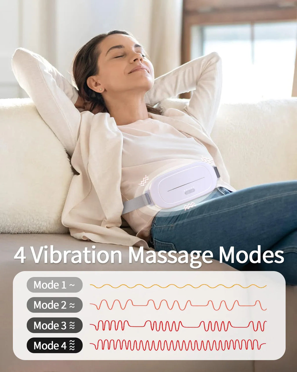 White uterine warming device with electric heating for menstrual comfort