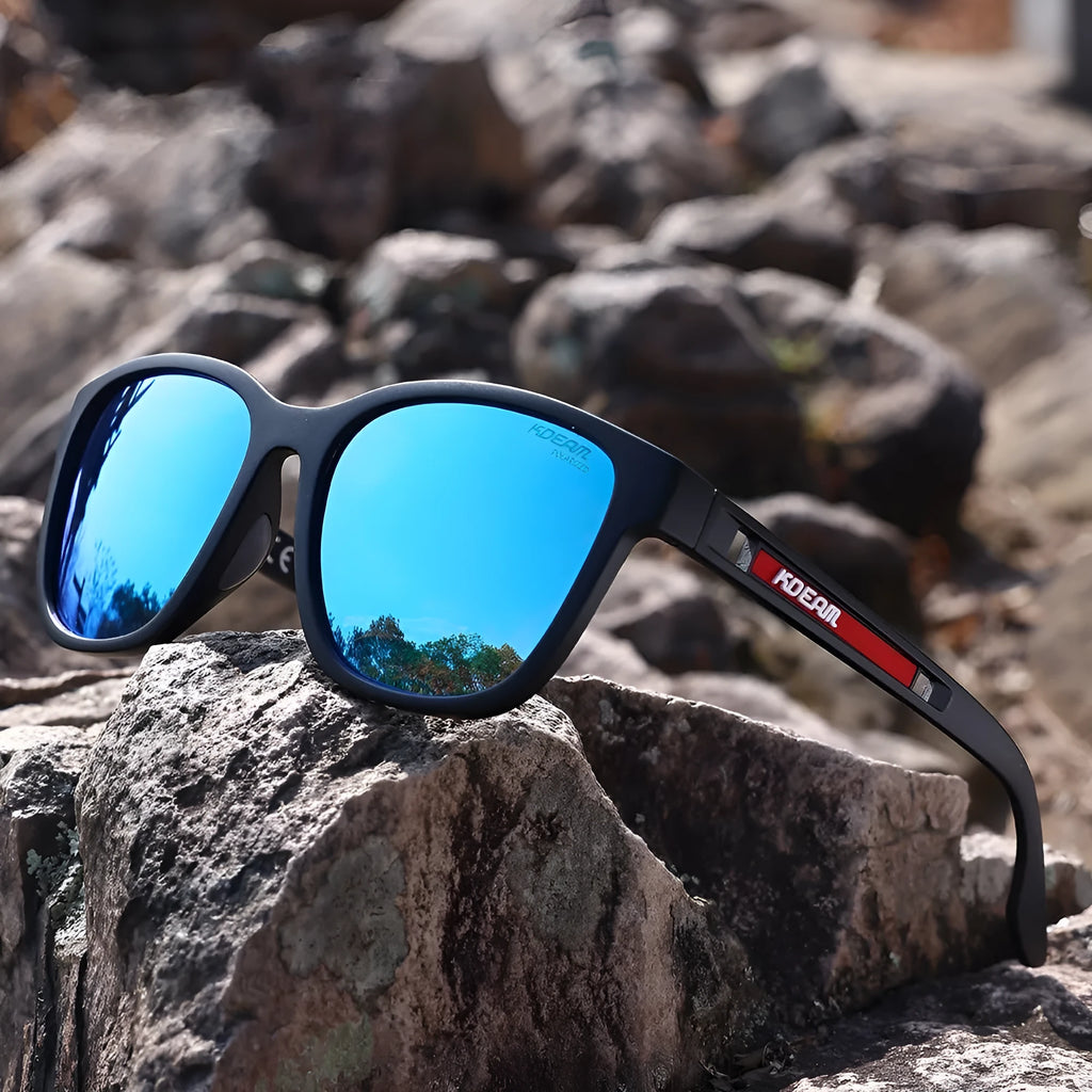 Retro style metal hinge sunglasses with TAC lenses shown in one of five available colours for outdoor use.