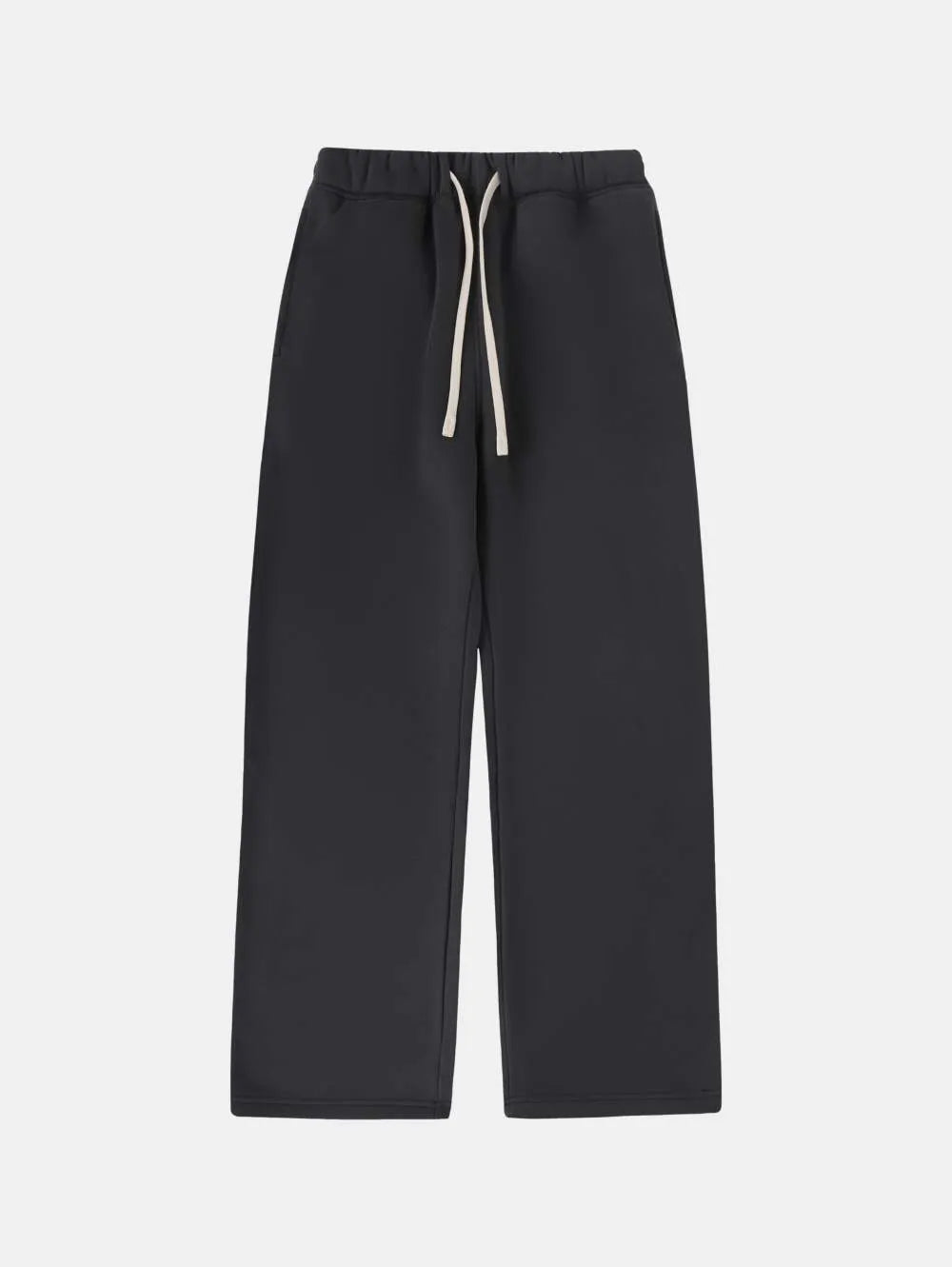 Men's grey fleece-lined sweatpants with elastic drawstring waist and loose fit trousers