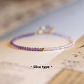 Purple crystal bracelet with 2mm beads in geometric rattan design
