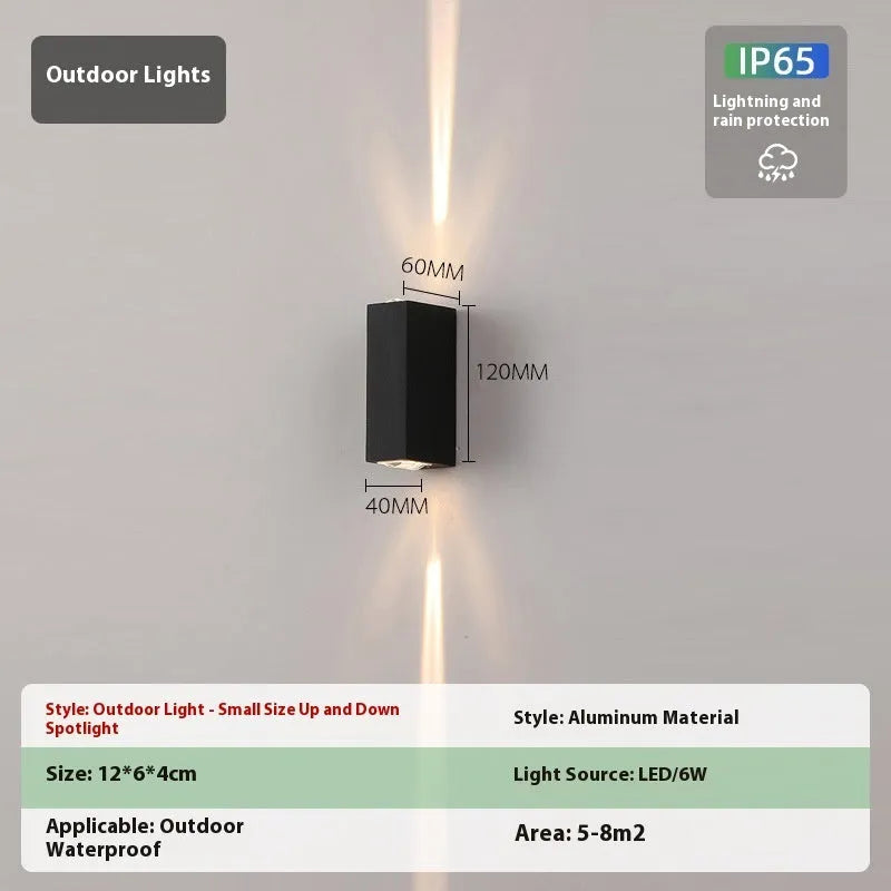 Black square aluminium outdoor waterproof LED wall lamp 5W IP65 rating warm white light