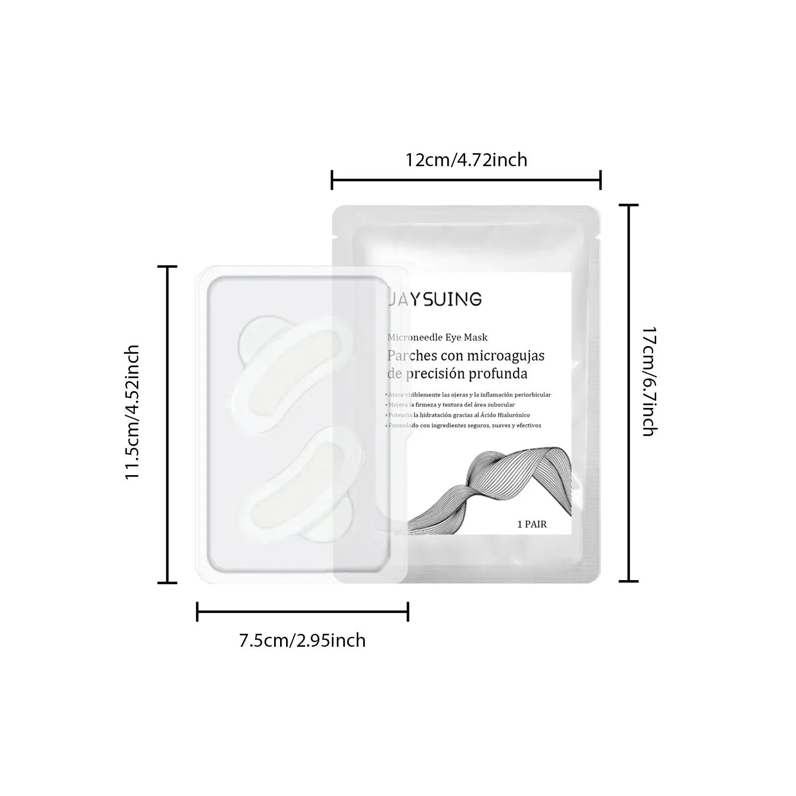 Single pair of cosmetic micro needle eye mask patches for skincare application