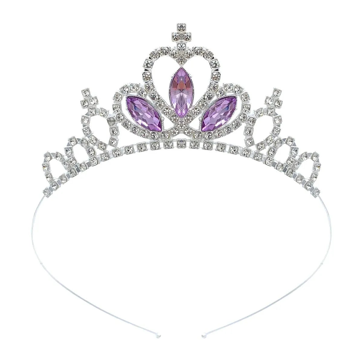 Girl's electroplated alloy princess crown headdress in gold and silver colour variations for birthday parties
