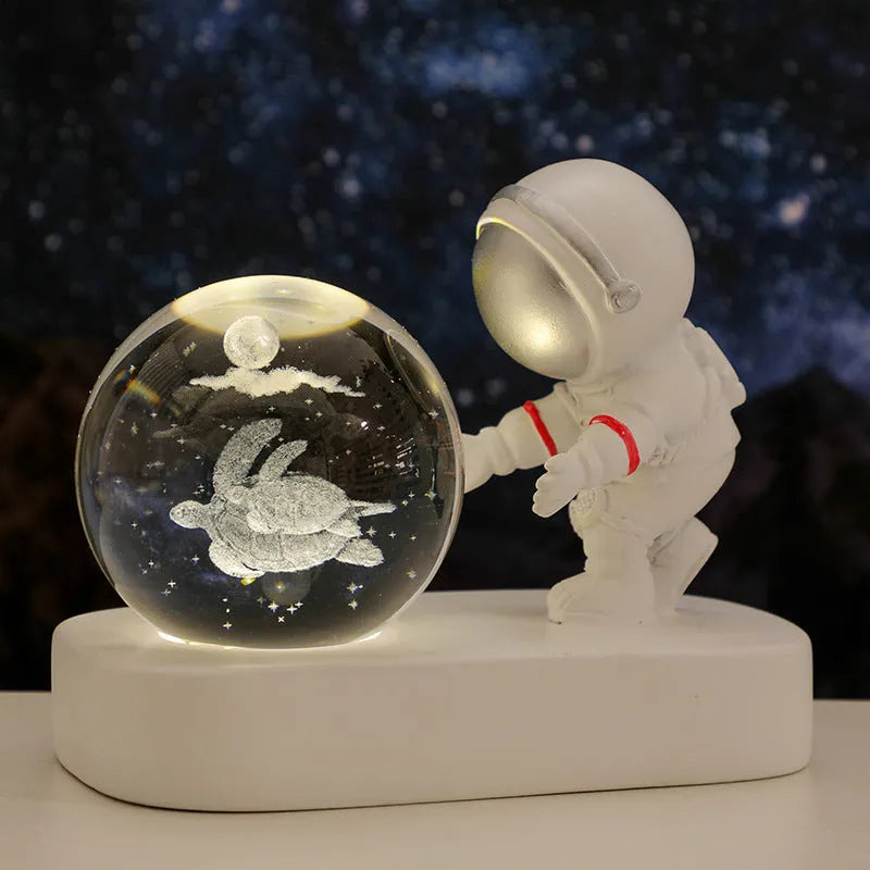 Glowing planetarium galaxy astronaut crystal ball night light with USB cable