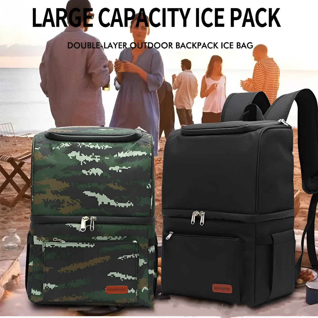 Double layer insulated backpack cooler with 22L capacity in waterproof Oxford cloth