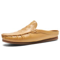 Men's black summer semi-slippers with artificial PU upper and rubber sole, breathable design