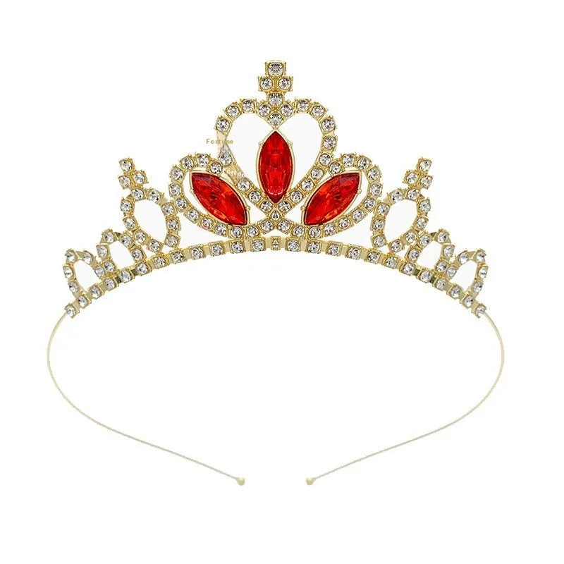 Girl's electroplated alloy princess crown headdress in gold and silver colour variations for birthday parties