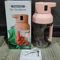 Portable electric juicer blender with 1500ml capacity in emerald green colour, showing USB charging port and double handles.