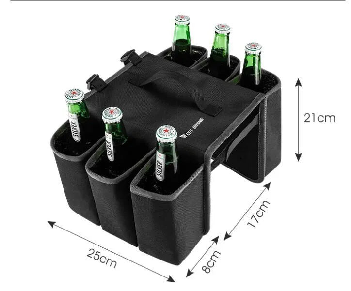 Black and blue orange double-sided bicycle drink bag with 2L capacity made from 600D PVC.