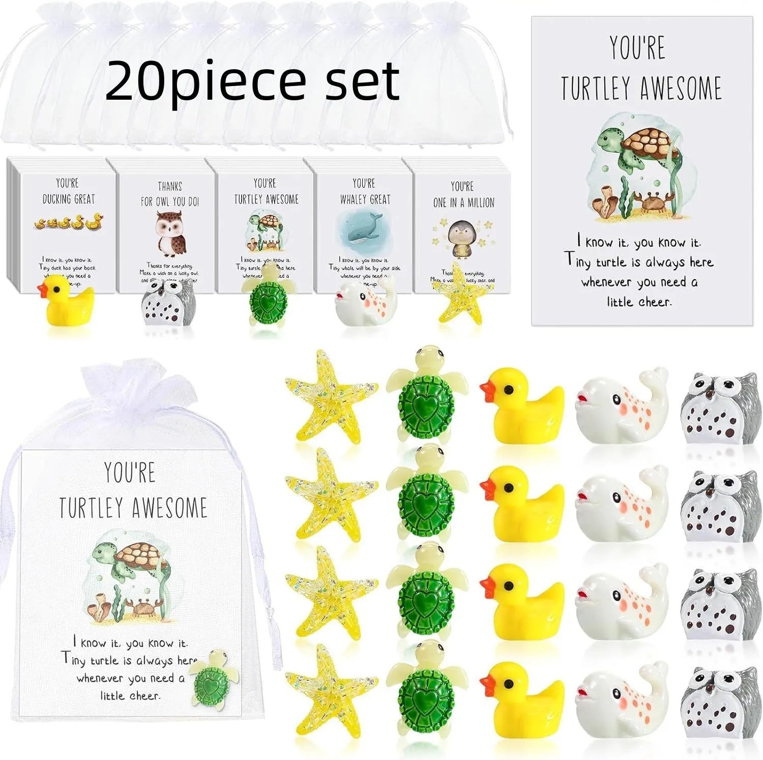 Set of resin memo cards with inspirational pun text, shown in various pack size options.